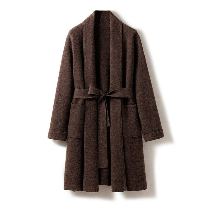 Ylain | Women’s Shawl Collar & Patch Pocket Detail Belted Coat