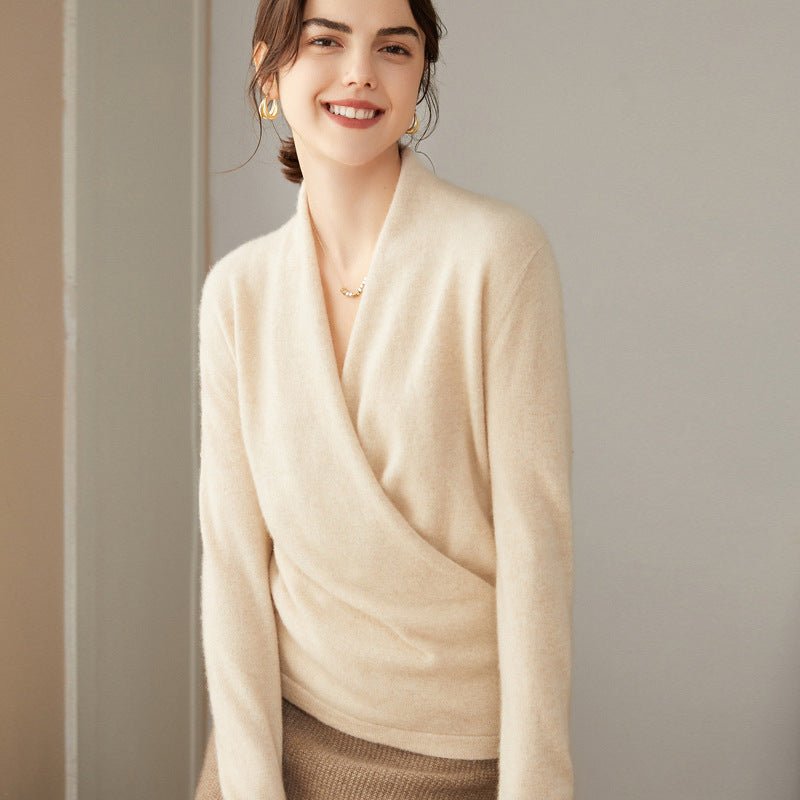 Naerelle | Women’s Long Sleeve Wrap Sweater | V-Neck Shape & Layered Style