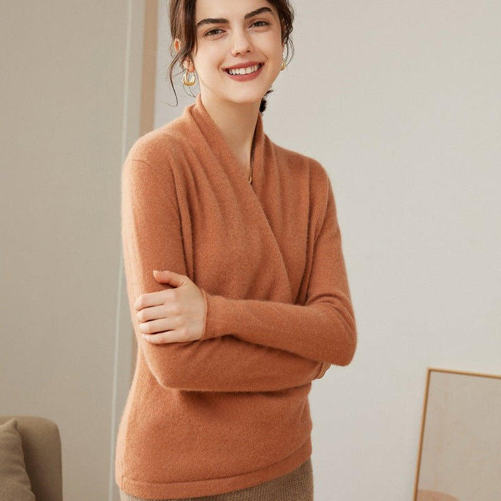 Naerelle | Women’s Long Sleeve Wrap Sweater | V-Neck Shape & Layered Style