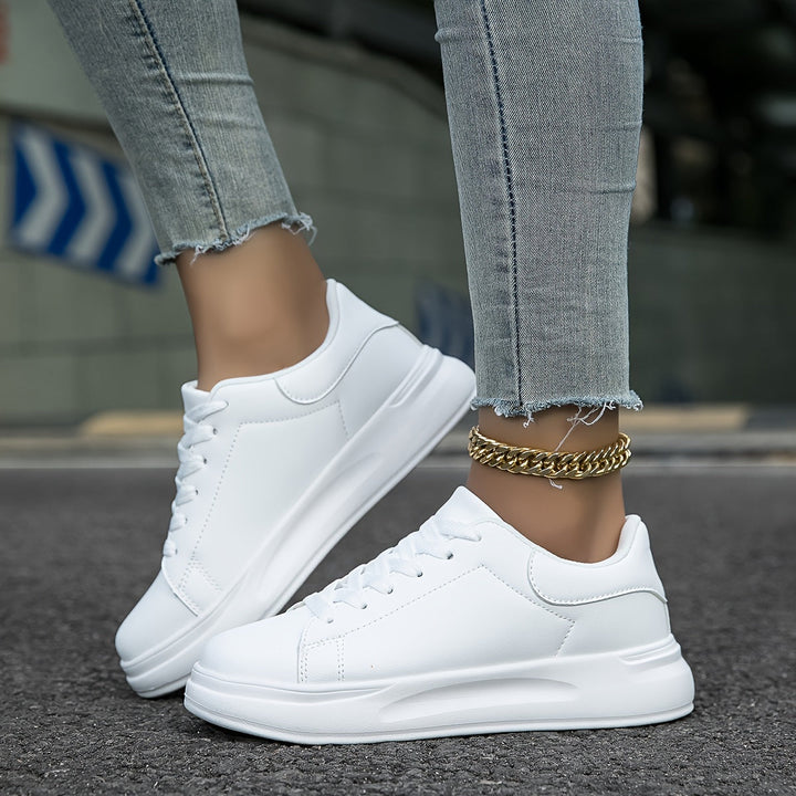 Women's Clean White Leather Sneakers
