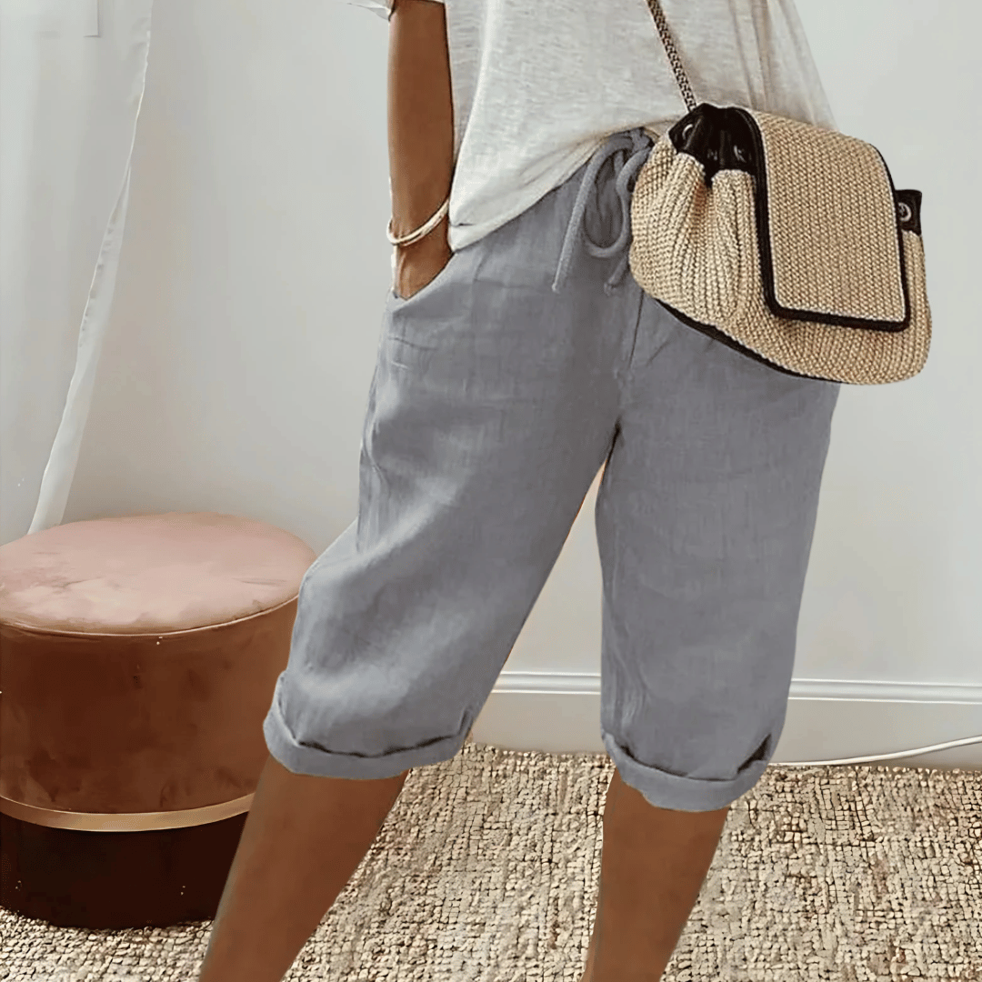 Women’s Cotton Linen Harem KneeLength Shorts