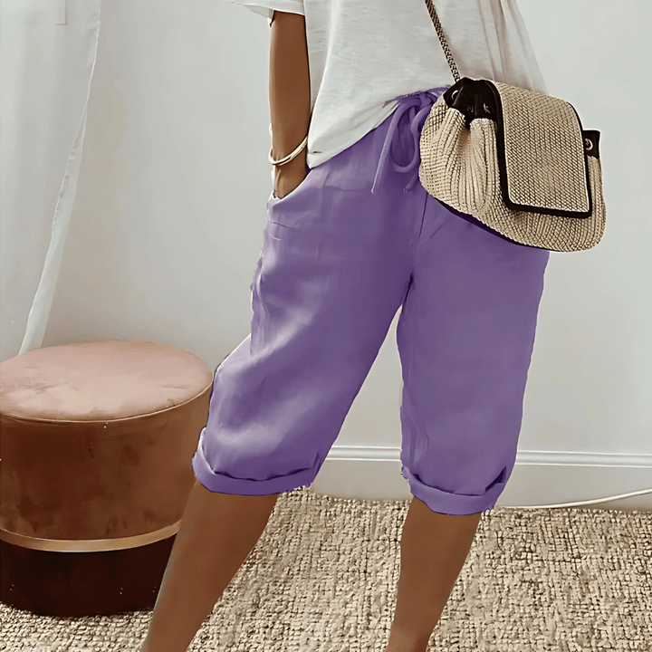 Women’s Cotton Linen Harem KneeLength Shorts