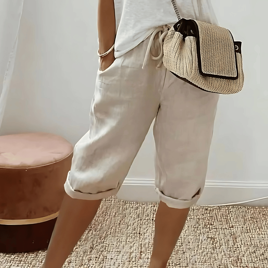 Women’s Cotton Linen Harem KneeLength Shorts