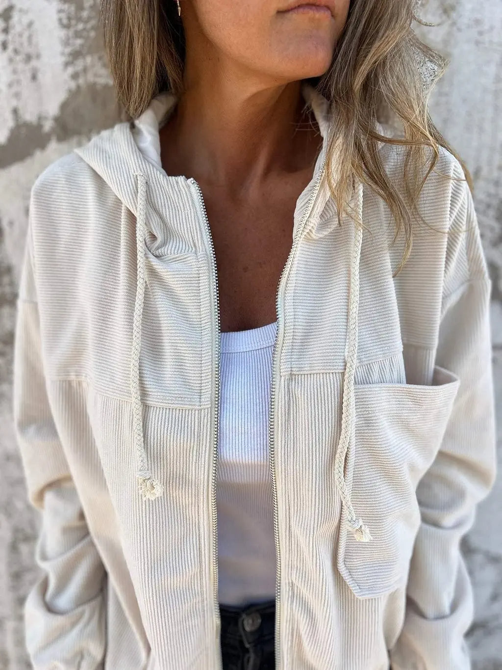 Casual Corduroy Jacket with Hood