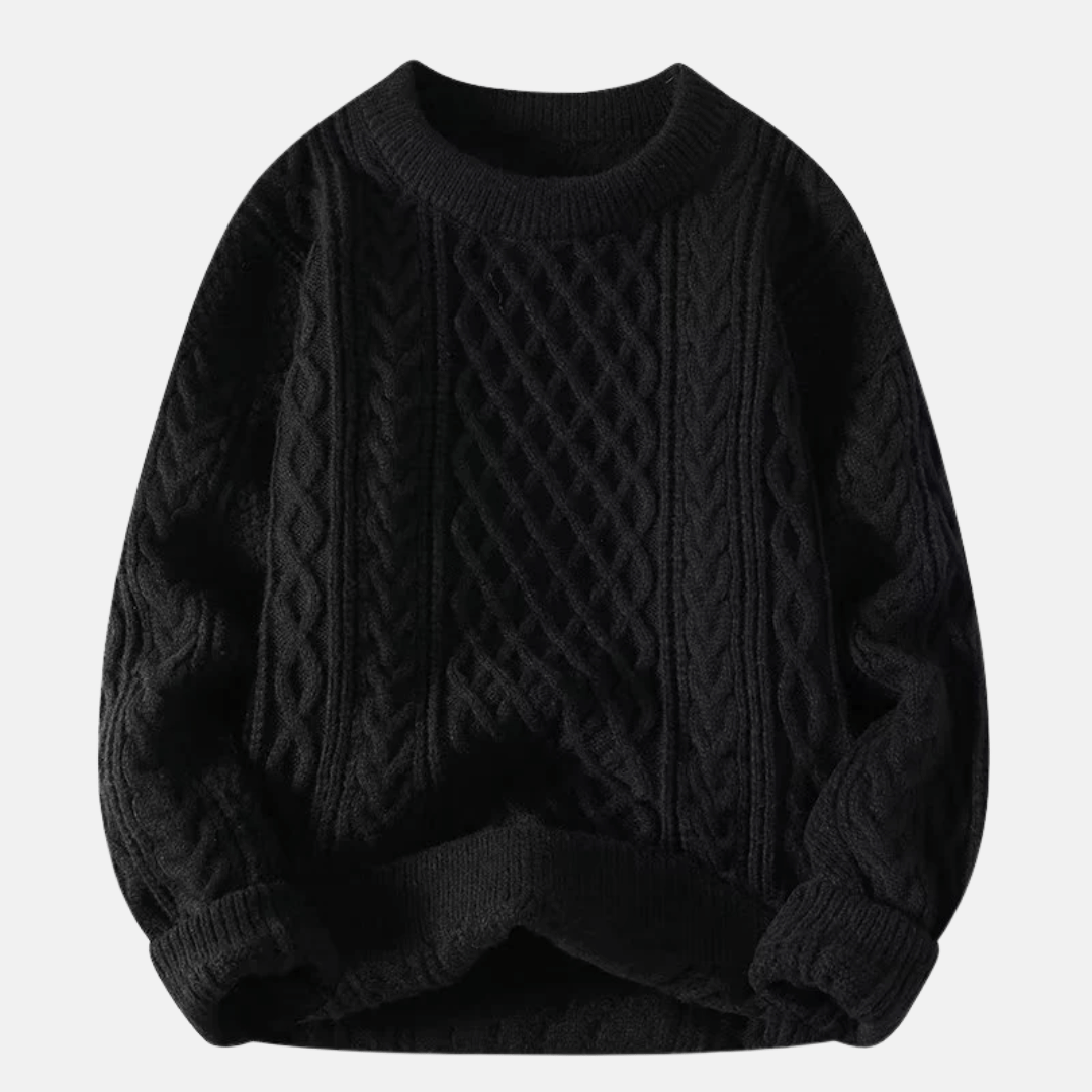 Men’s Solid Color Knitted Winter Sweater
