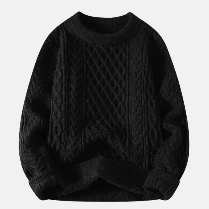 Men’s Solid Color Knitted Winter Sweater