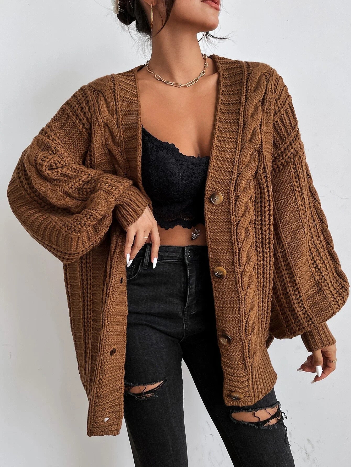 Orlathia | Women’s Cable Knit Cozy Layer Slouch Cardigan