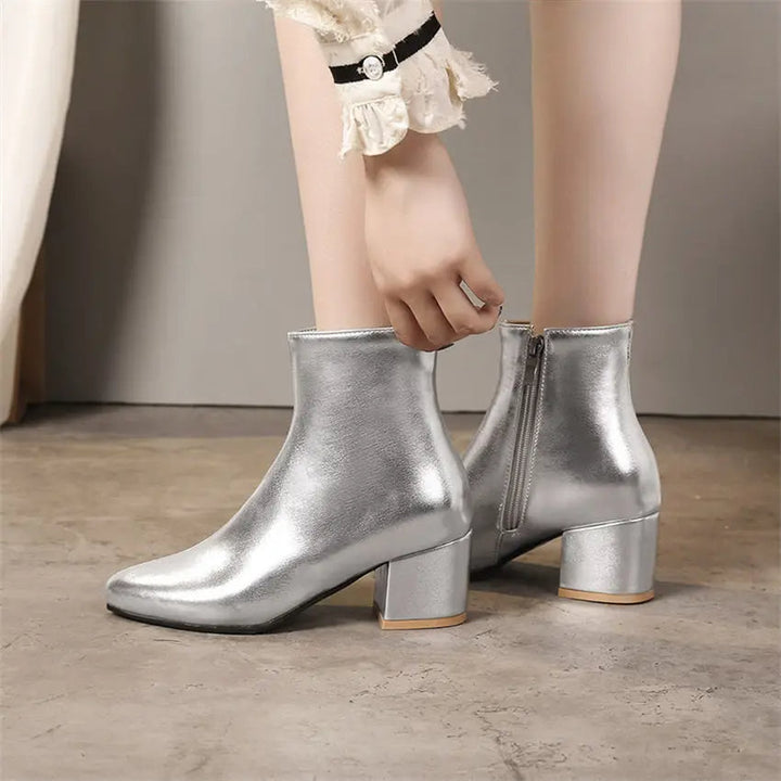 The Ankle Boots – Bold Silver Finish with Comfortable Design