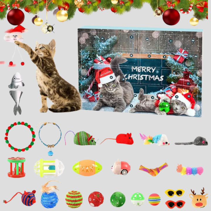 Cat Toy Advent Calendar 24-Day Interactive Countdown Kit
