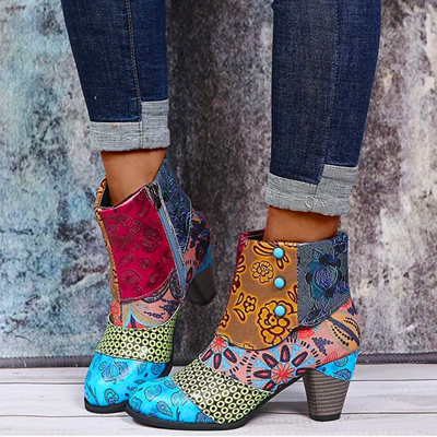 Gretta | Women's Casual Floral Boots| Ankle