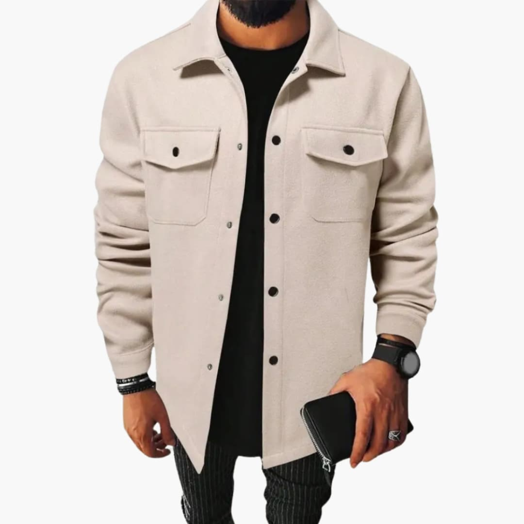 Men's Shirt Jacket with Button Placket