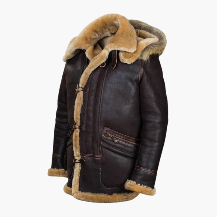 Men's Winter Jacket with Sheepskin Hood
