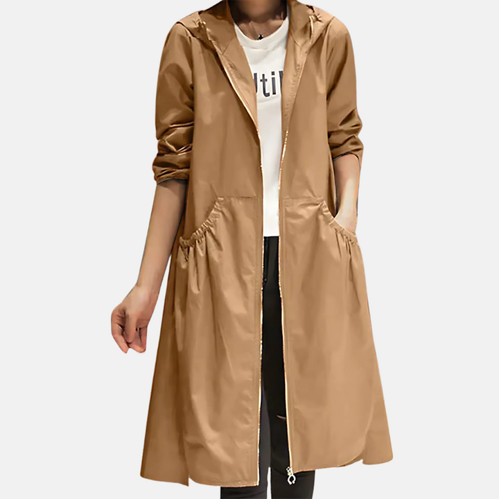 Women’s Water-resistant Hooded Knee Length Jacket