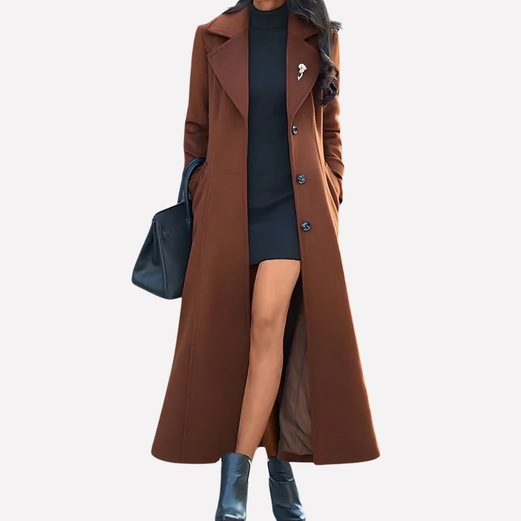 Women’s Long Shawl-Collar Coat with Waist Belt
