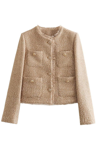 Brivelle | Women's Textured Crew Neck Jacket | Unique & Stylish