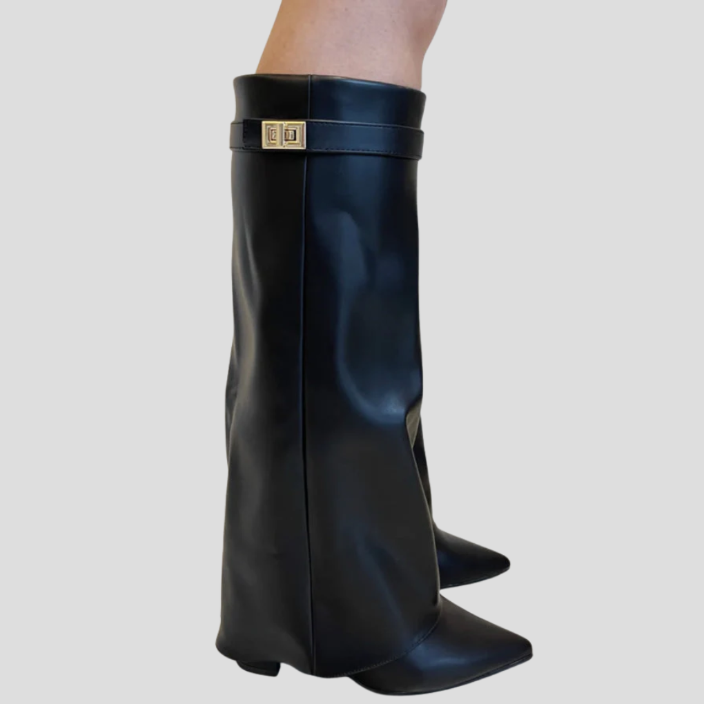 Tall Boots with Flap & Block Heel