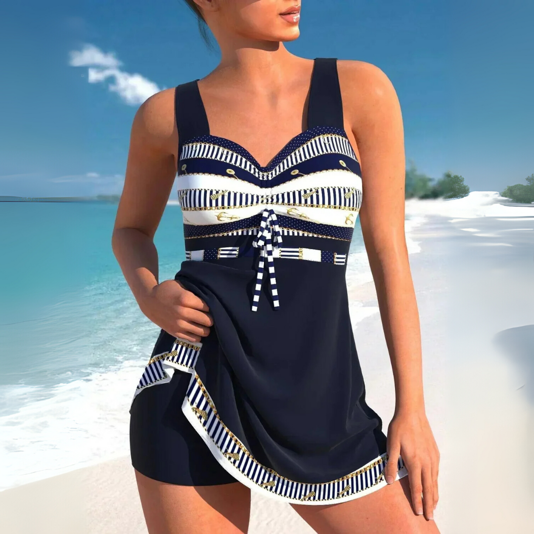 Women's Aztec Print Ruched Tankini Swimdress