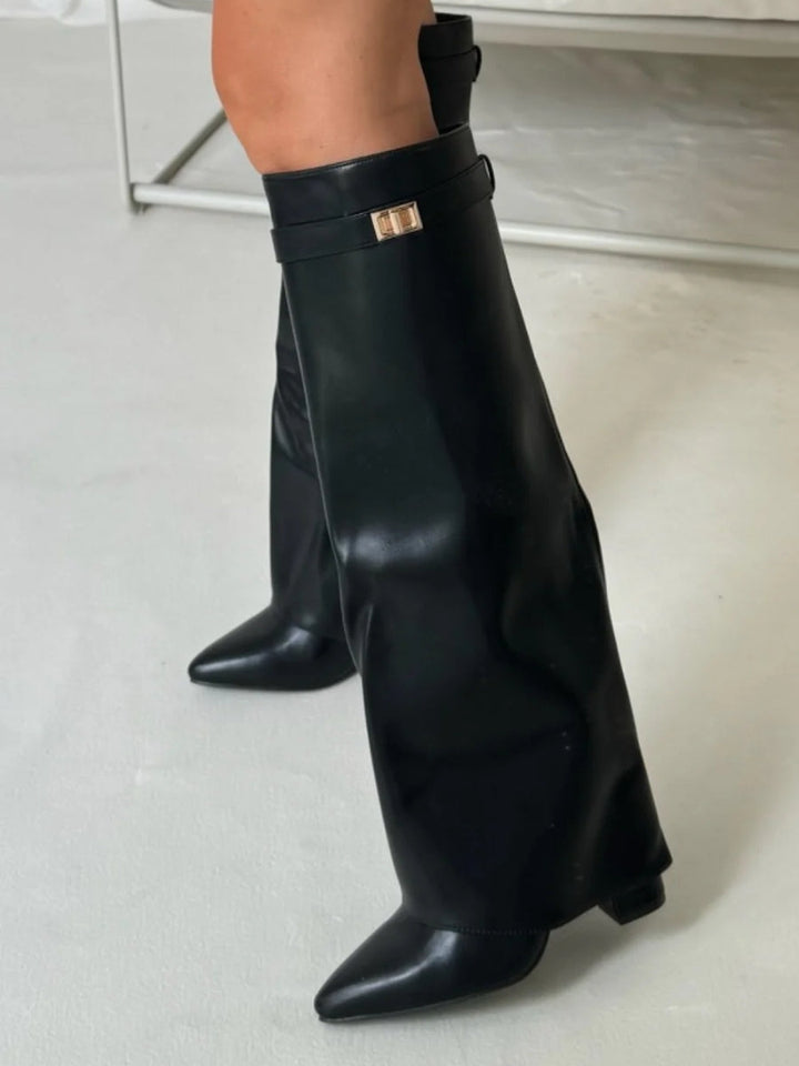Knee-High Suede Boots with Heel