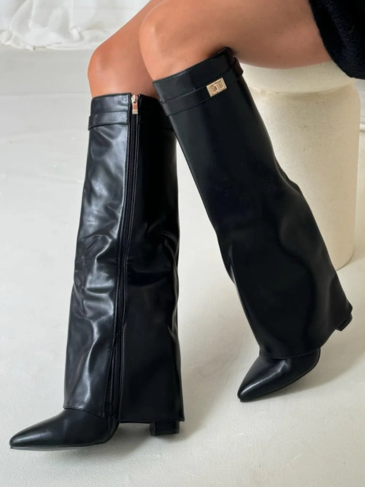 Knee-High Suede Boots with Heel
