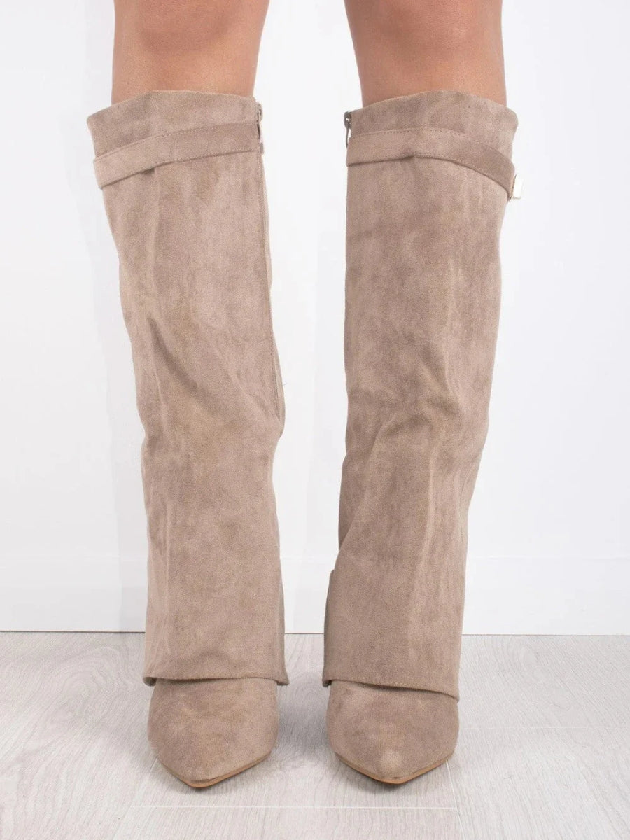 Knee-High Suede Boots with Heel