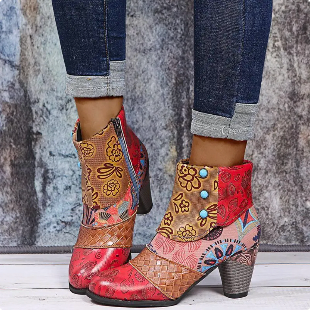 Gretta | Women's Casual Floral Boots| Ankle
