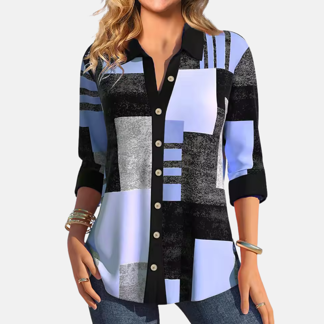 Casual Women's Blouse with Check Pattern