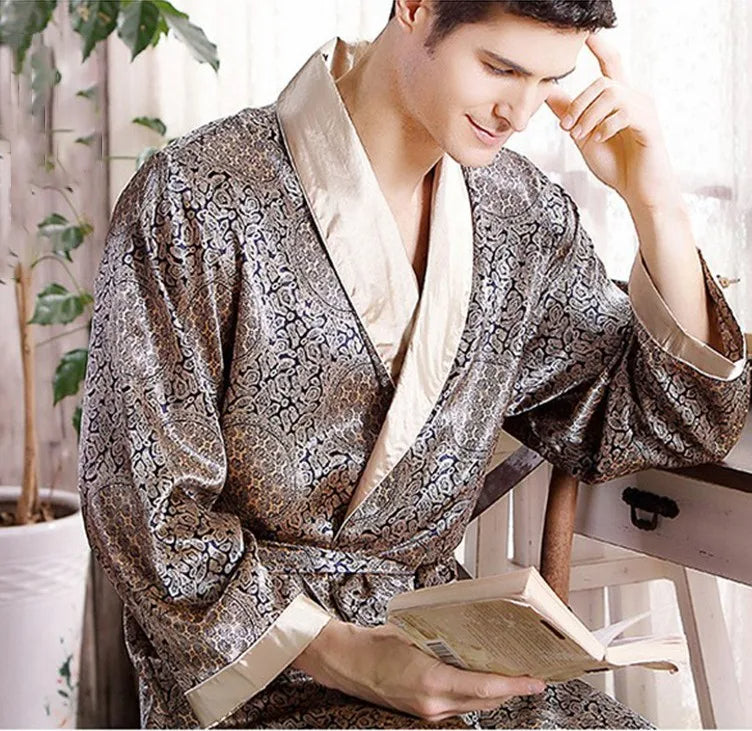 Luxury satin bathrobe for men - Santino