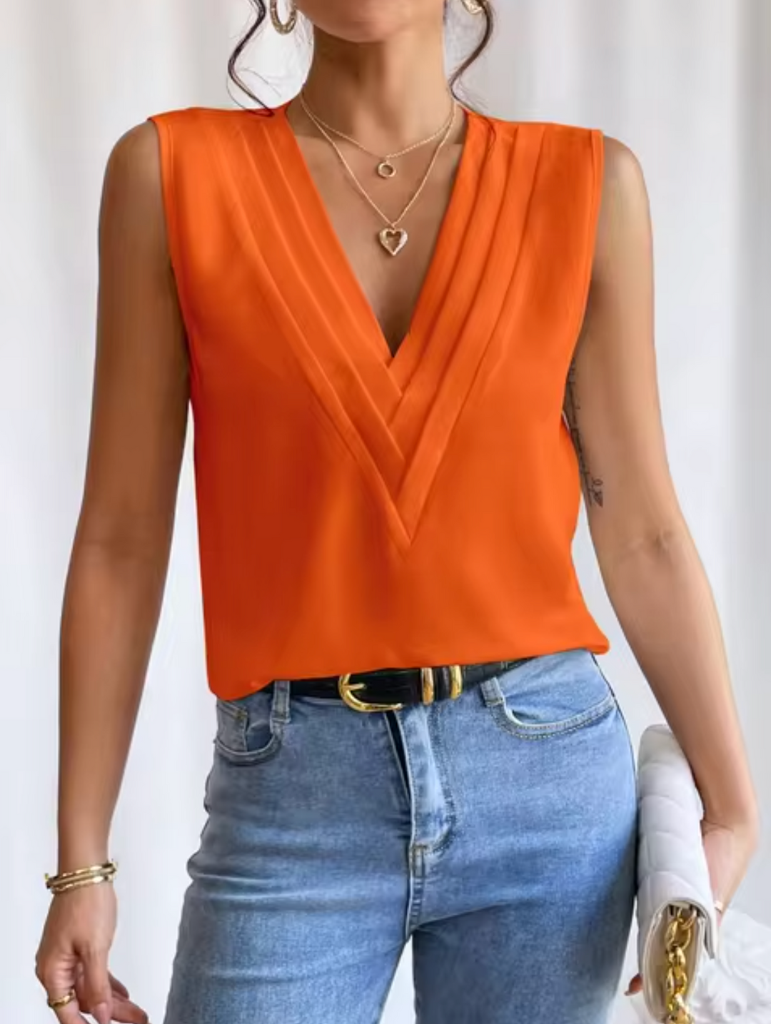 Elegant Sleeveless V-Neck Top for Women