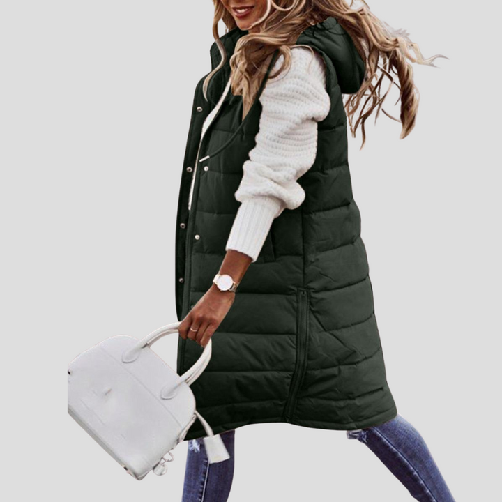 Women’s Long Hooded Bodywarmer