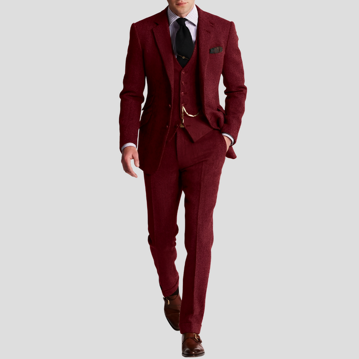 3 Piece Classic Elegance Tweed Tuxedo Men’s Suit