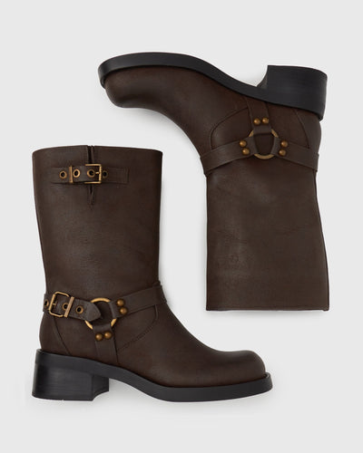 Zephe | Women’s Ankle Biker Boots | Rugged Style