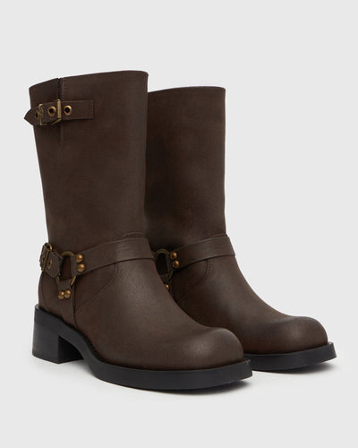 Zephe | Women’s Ankle Biker Boots | Rugged Style