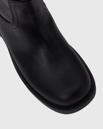 Dreva | Women’s Stacked Wood Heel Knee Boots | Classic Appeal