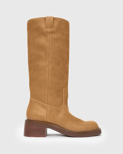 Vilarra | Women’s Stacked Heel Knee Boots | Bold Silhouette