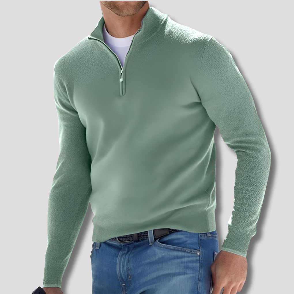 Men’s Cotton Knit Pullover with Zipper Collar