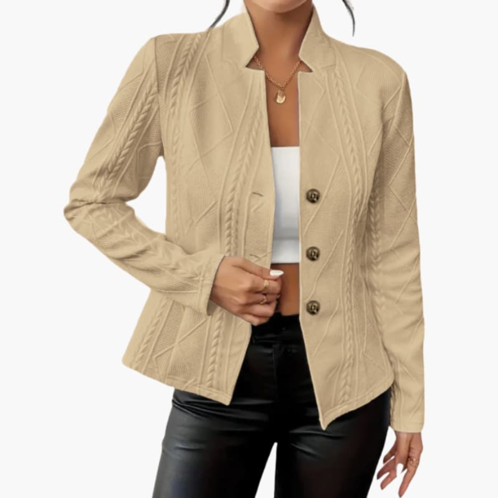 Women’s Blazer with Lapel Collar and Button Closure