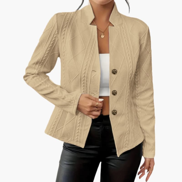 Women’s Blazer with Lapel Collar and Button Closure