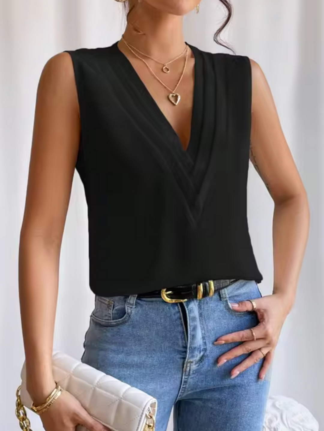 Elegant Sleeveless V-Neck Top for Women