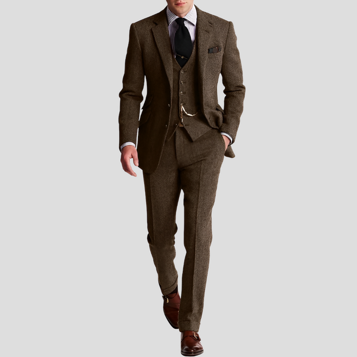 3 Piece Classic Elegance Tweed Tuxedo Men’s Suit