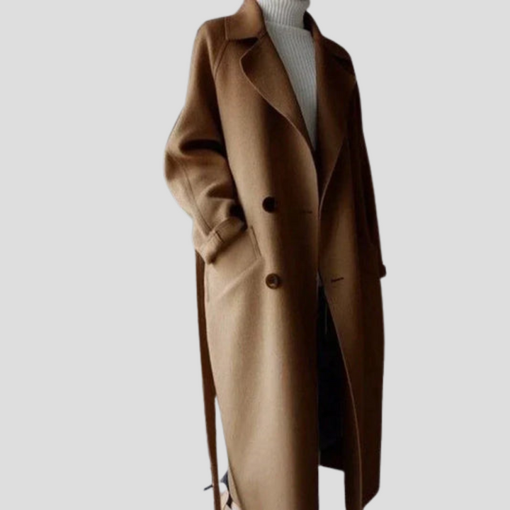 Women’s Long Wool Coat – Elegant Layer for Cold Days