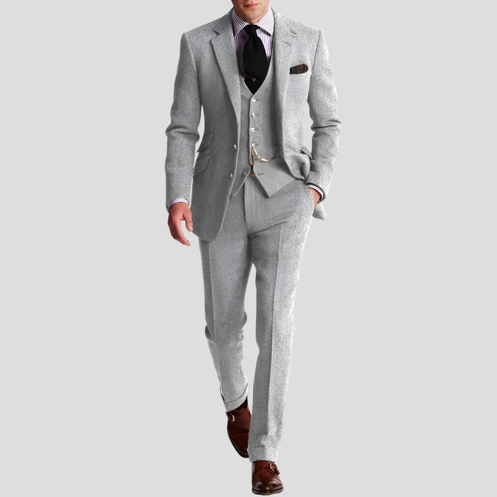 3 Piece Classic Elegance Tweed Tuxedo Men’s Suit