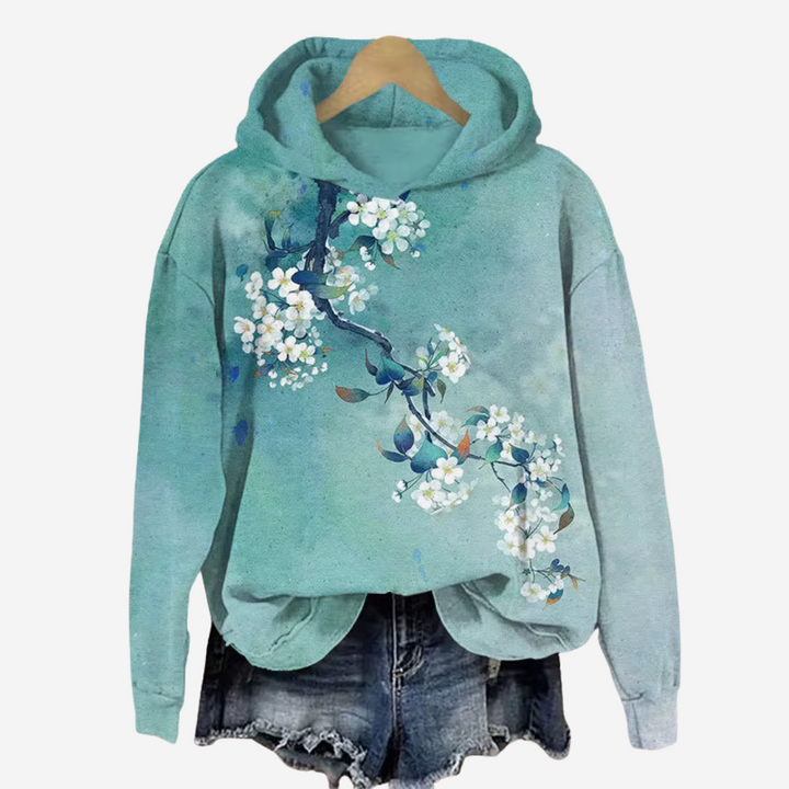 Casual Hoodie with Koi Art Print for Women