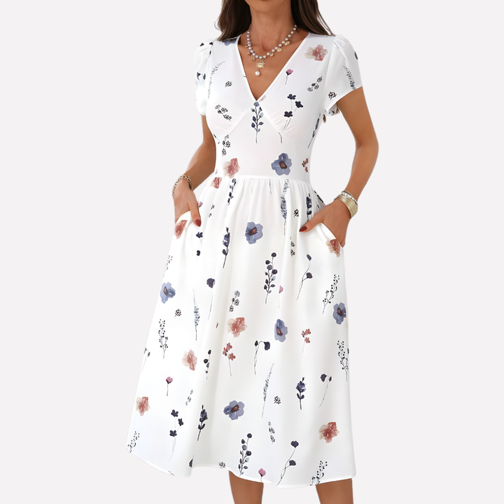 Women’s V-Neck Dress with Pockets
