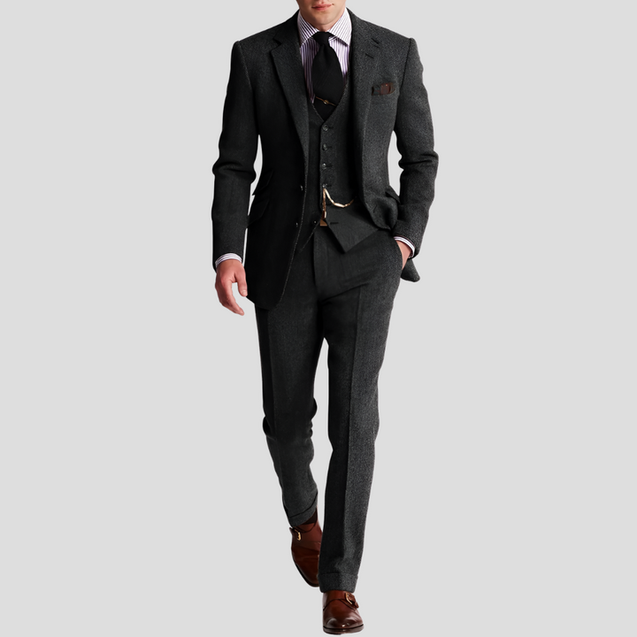 3 Piece Classic Elegance Tweed Tuxedo Men’s Suit