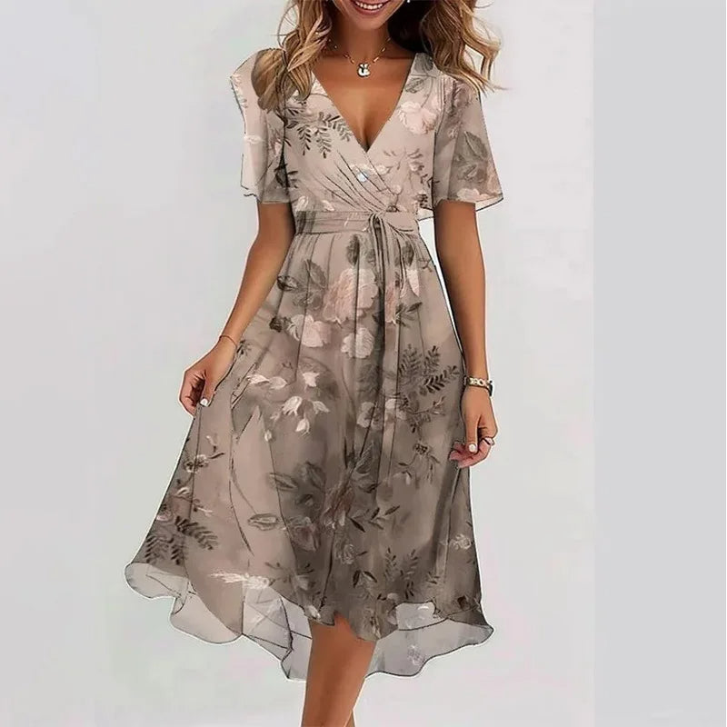 Flowy Floral Summer Dress (Knee-Length)