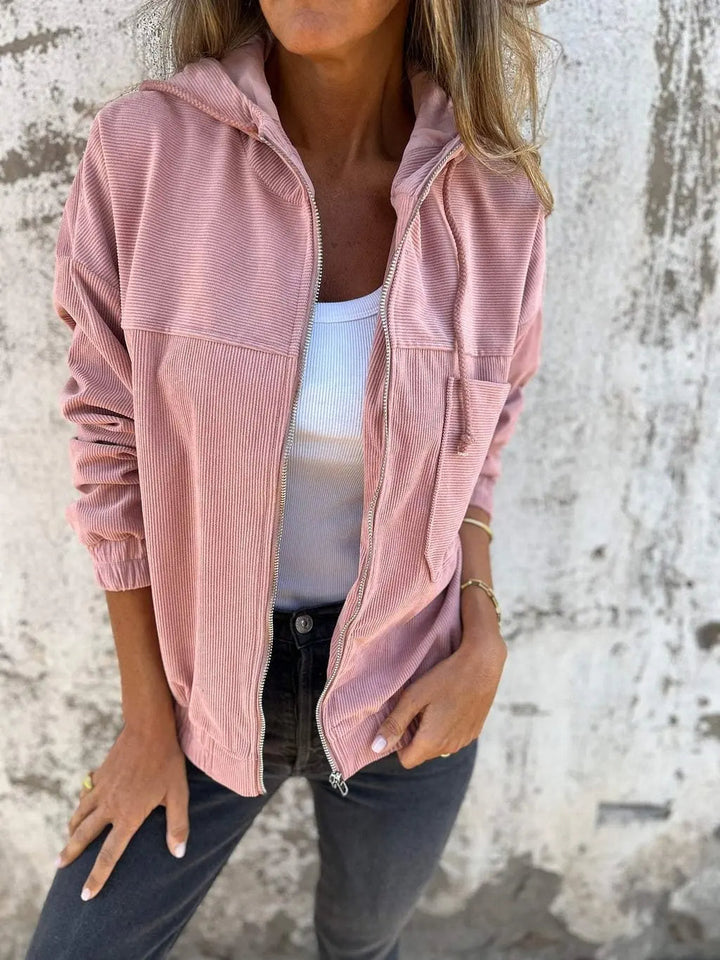 Casual Corduroy Jacket with Hood