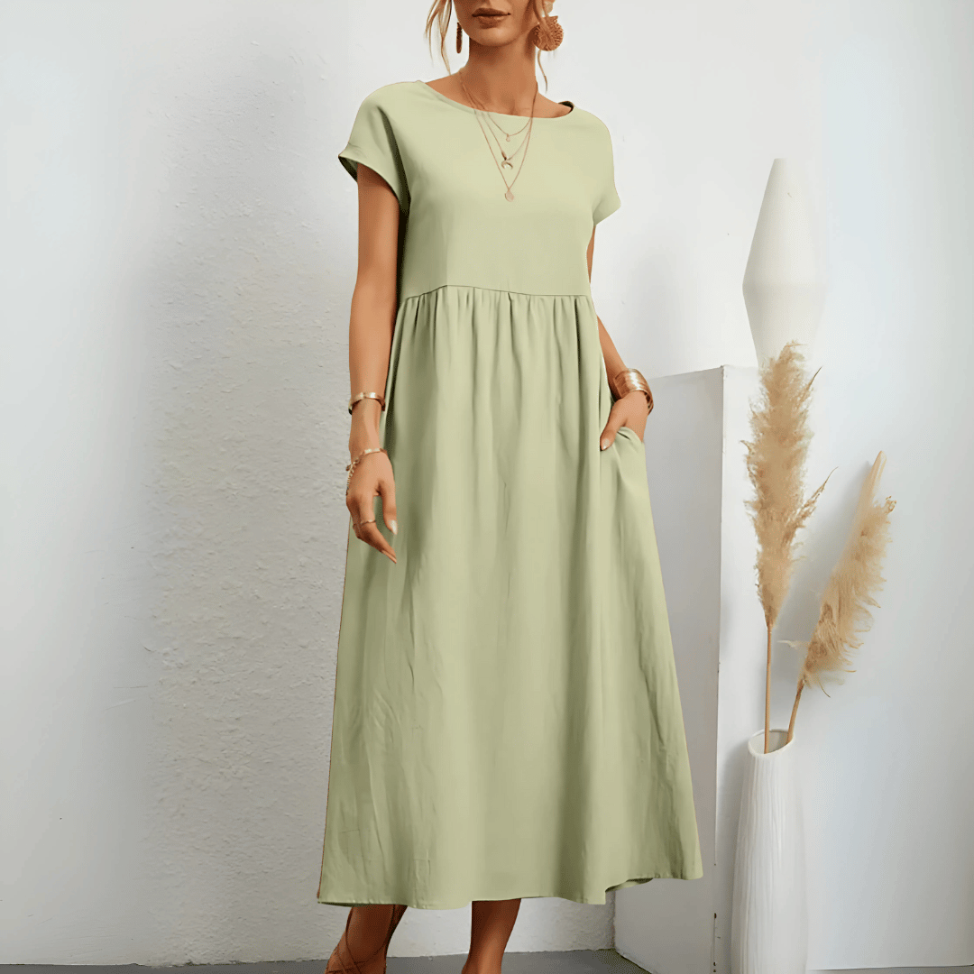 Women’s Vintage Cotton Linen Maxi Dress