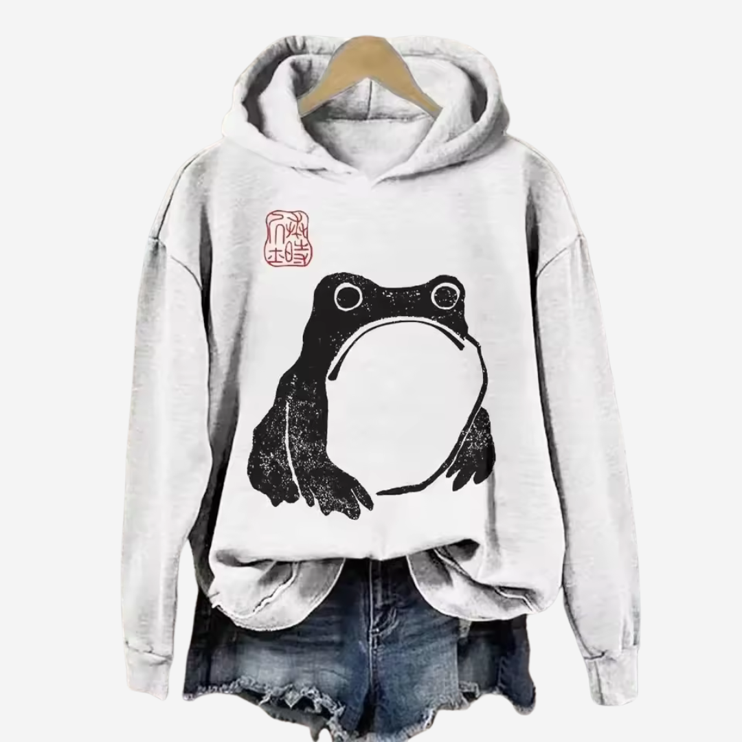 Casual Hoodie with Koi Art Print for Women