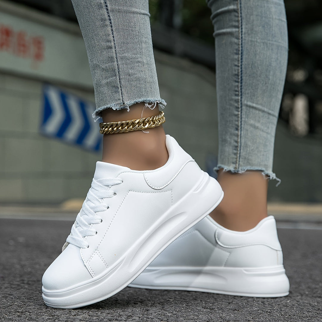White Leather Sneakers for Women