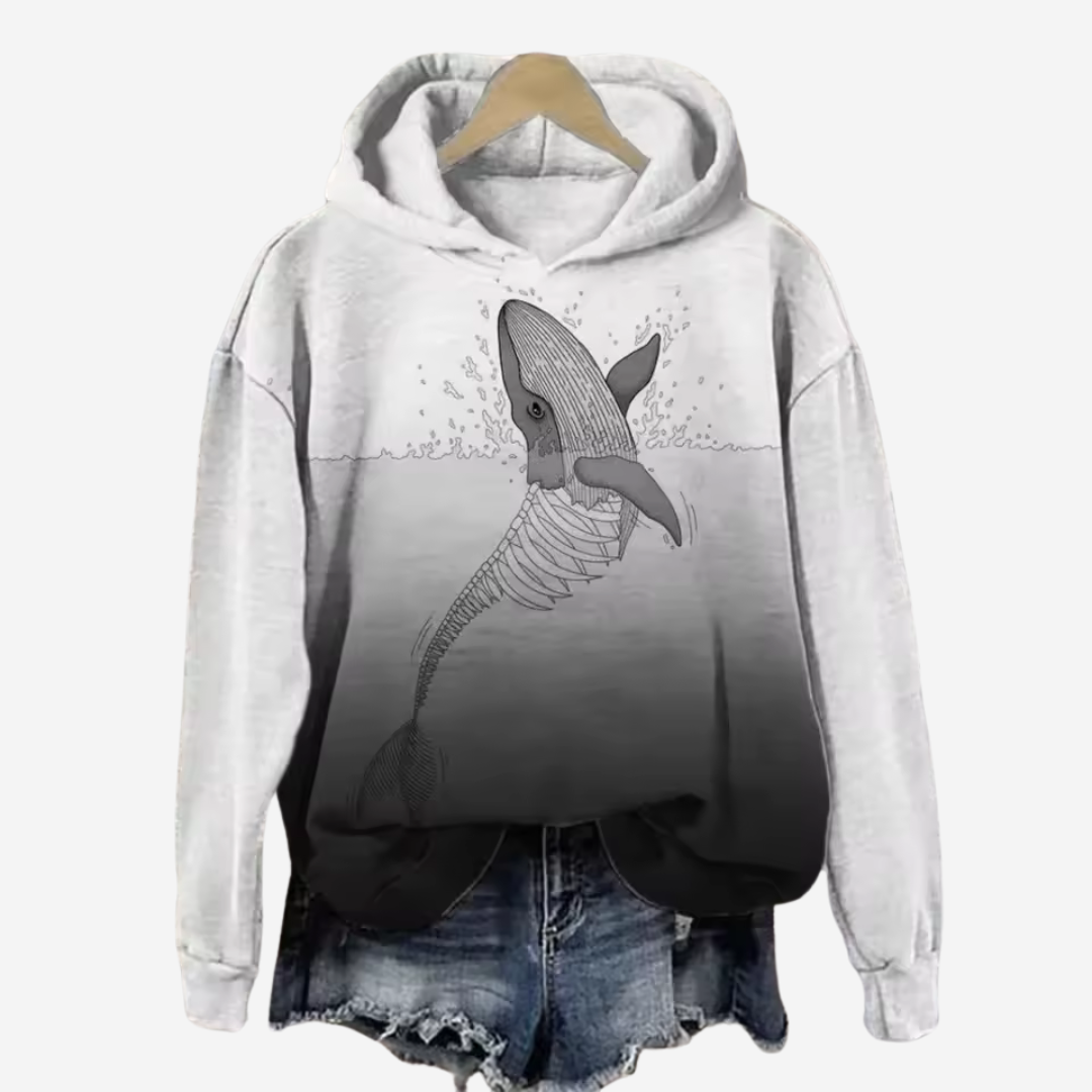 Casual Hoodie with Koi Art Print for Women